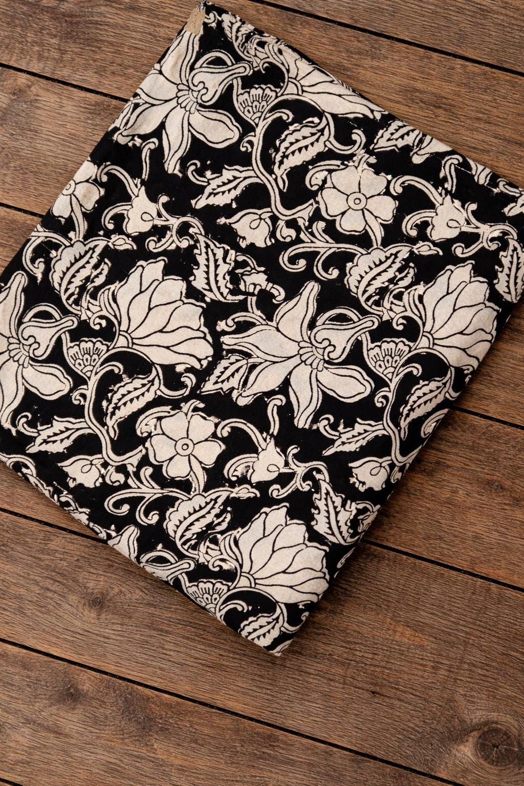 Black White Floral Cotton Fabric | Hand Block Print Fabric | Indian Botanical Cotton | Sewing Quilting Craft Fabric | Home Decor Textile
