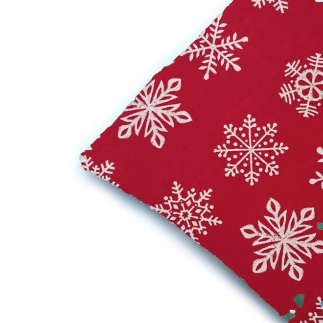 Red Christmas Cushion Cover, Cotton Snowflake Pillow Cover, Festive Holiday Decor, 16x16 Xmas Throw Pillow, Winter Christmas Home Accent