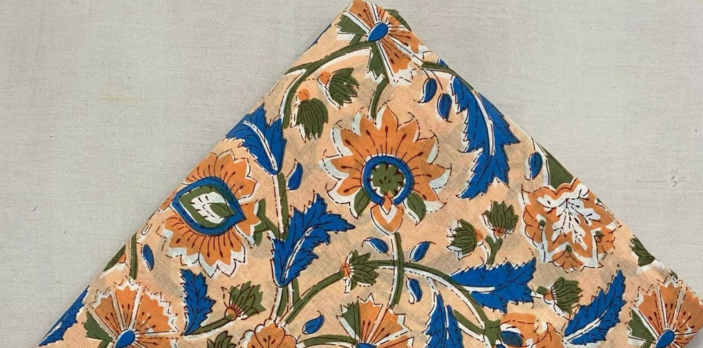 Indian Hand Block Print Fabric, Floral 100% Cotton Quilting Fabric By The Yard, Fabric For Dress Making, Loose Running Fabric, Napkin Fabric