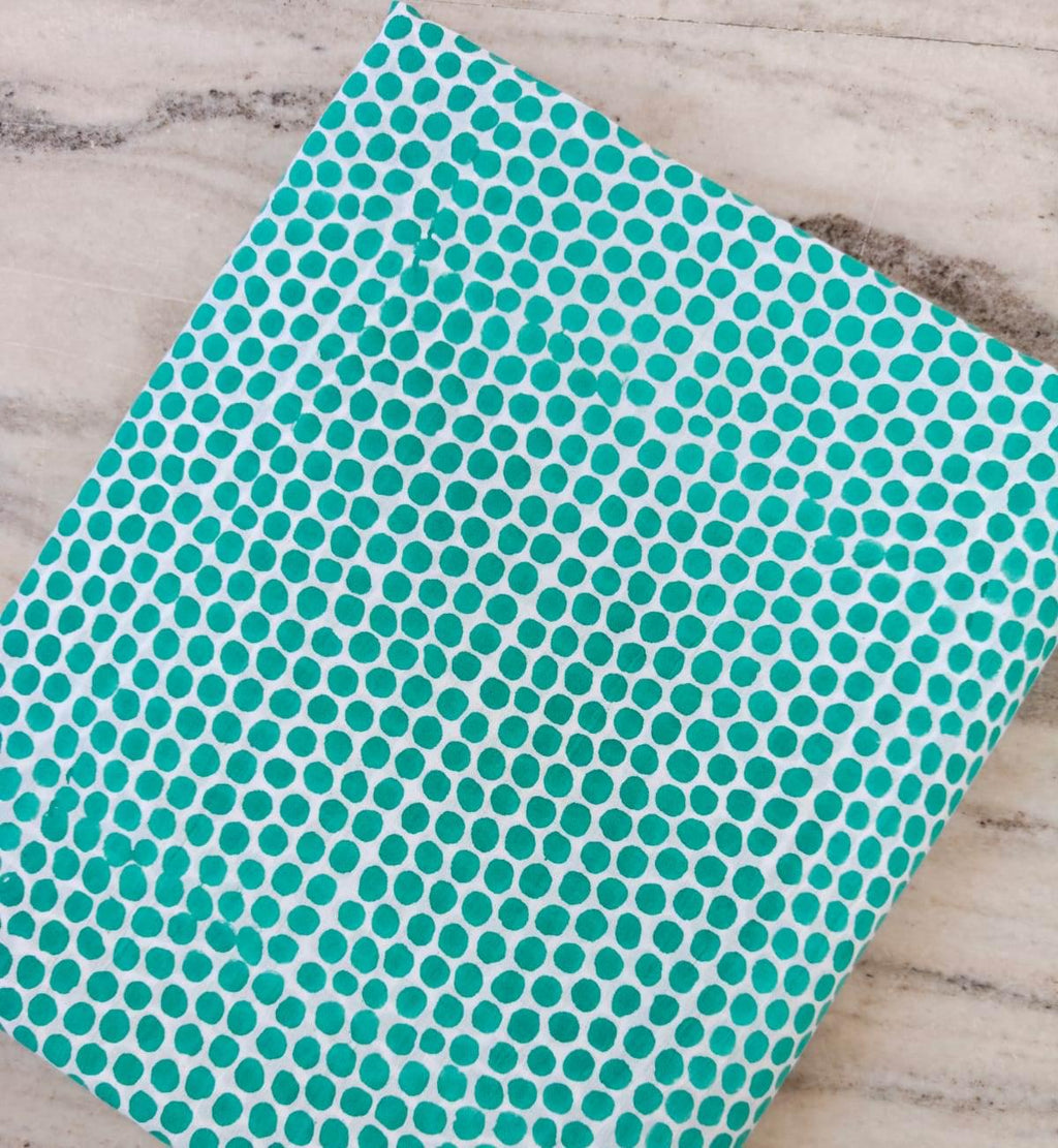 Green Polka Dot Cotton Fabric by the Yard, Designer Cotton Fabric, Modern Dot Print Fabric, Craft Fabric, Soft Cotton Dressmaking Textile