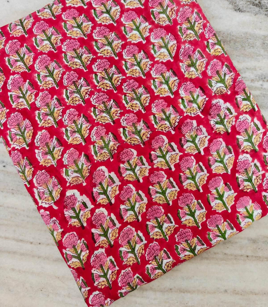 Red Cotton Fabric, Hand Block Soft Quilting Fabric by the Yard, Modern Craft Sewing Material, Quilting & Apparel Dressmaking Fabric, Napkins