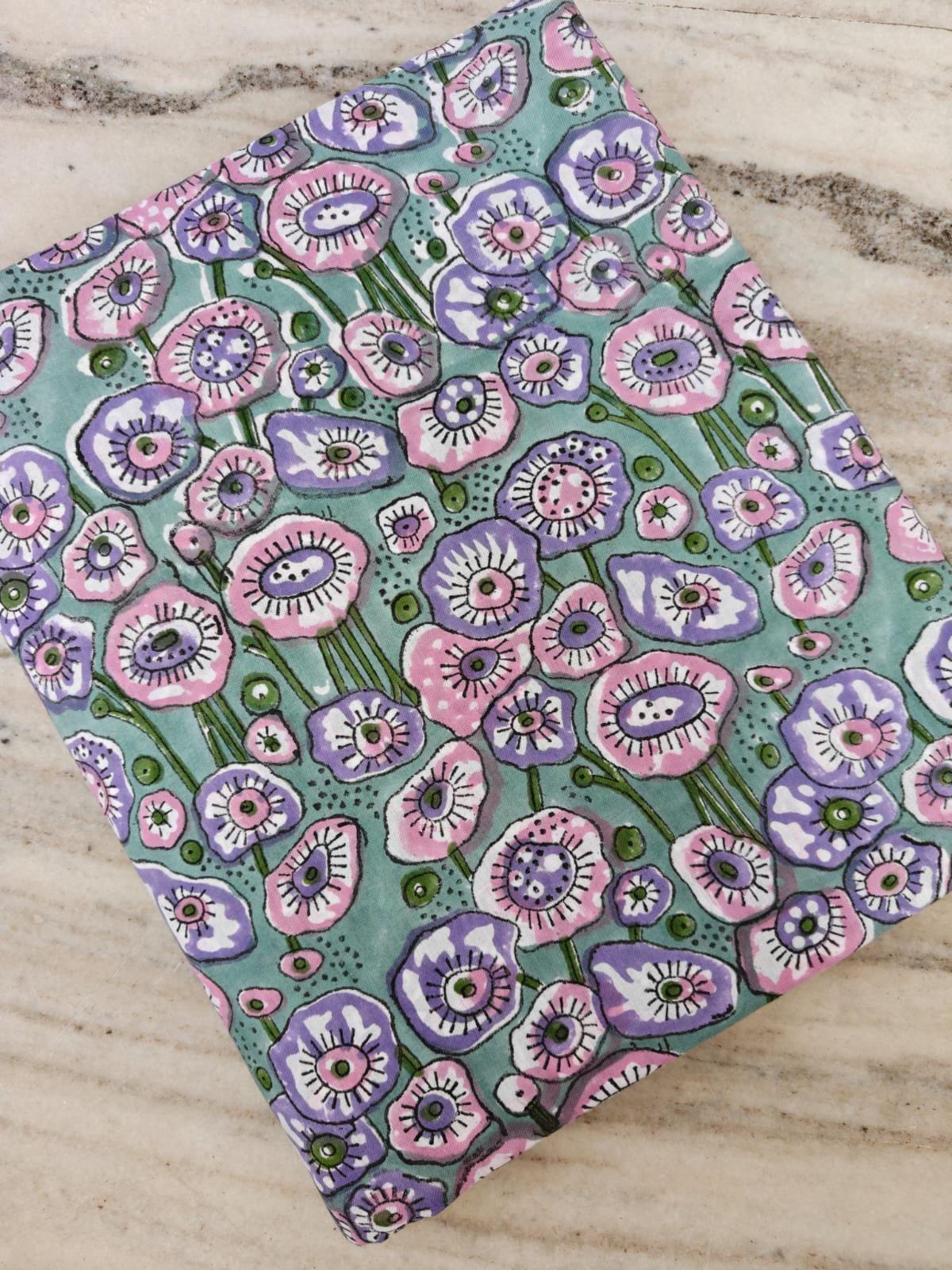 Teal Floral Cotton Fabric, Pink Purple Flower Print, Retro Floral Fabric by the Yard, Quilting Cotton, Vintage Style Fabric, Sewing Fabric