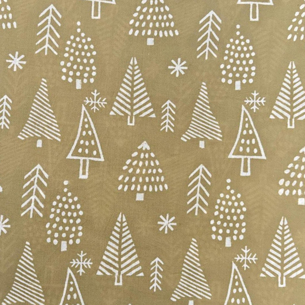Beige Christmas Tree Cushion Cover, Hand Block Print Cotton Pillow Case, Festive Holiday Decor, Neutral Throw Pillow Farmhouse Cushion Cover
