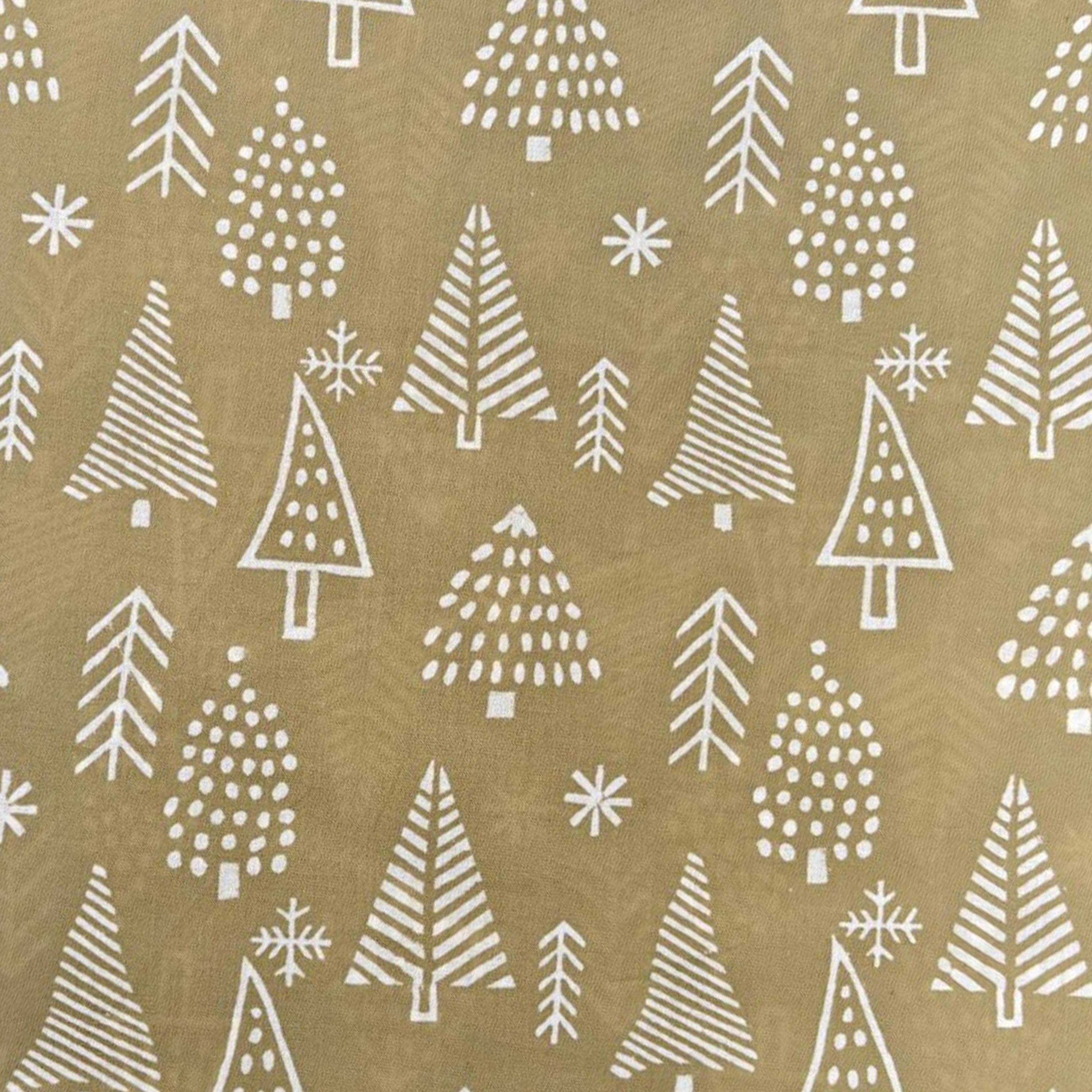 Beige Christmas Tree Cushion Cover, Hand Block Print Cotton Pillow Case, Festive Holiday Decor, Neutral Throw Pillow Farmhouse Cushion Cover