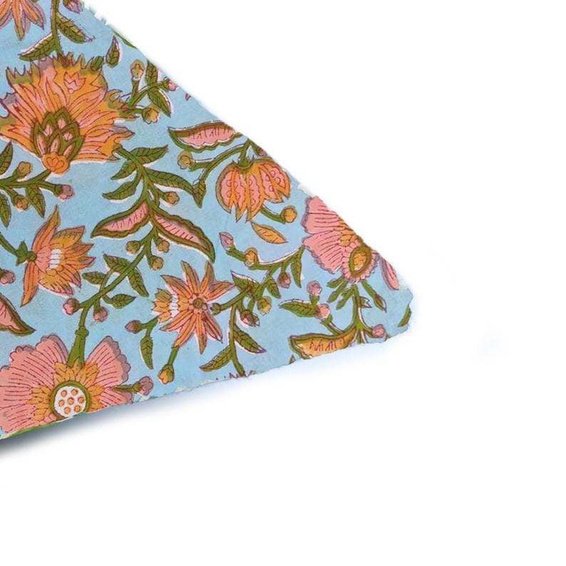Pink and Orange Floral Cotton Cushion Cover, Hand Block Print Pillow Case, Decorative Throw Pillow, Boho Sofa Decor, Christmas Pillowcases