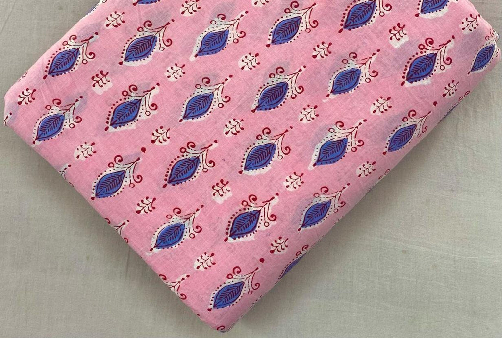 PinkIndian Hand Block Print Fabric, 100% Cotton Quilting Fabric By The Yard, Fabric For Dress Making, Loose Running Fabric, Napkin Fabric