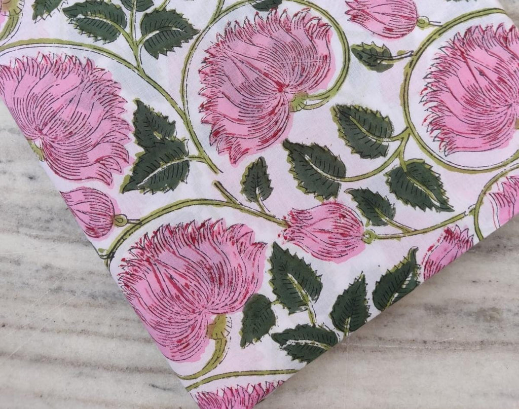 Indian Hand Block Print Fabric, Floral 100% Cotton Quilting Fabric By The Yard, Handmade Fabric, Loose Running Fabric, Textile Fabric, Gifts