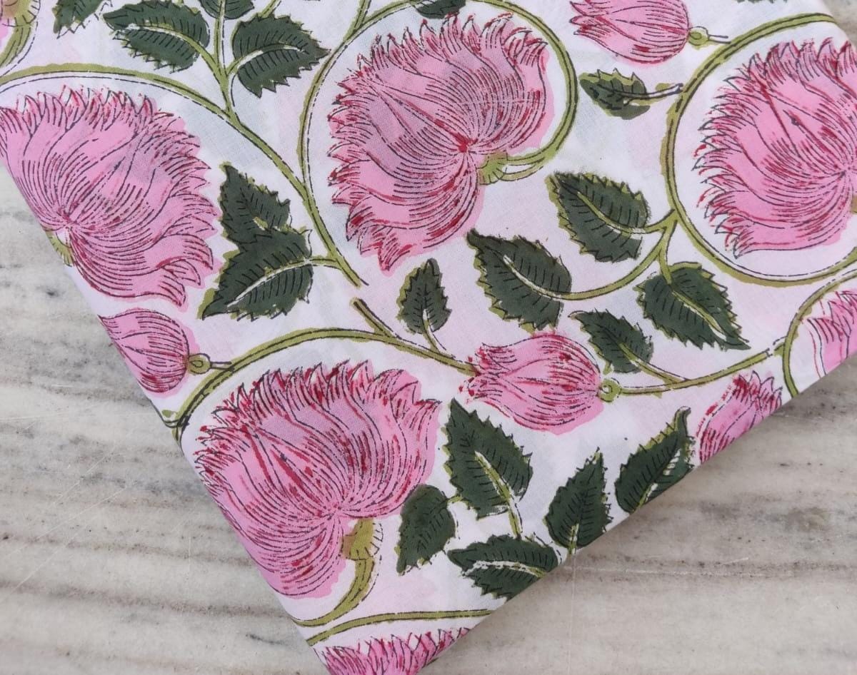 Indian Hand Block Print Fabric, Floral 100% Cotton Quilting Fabric By The Yard, Handmade Fabric, Loose Running Fabric, Textile Fabric, Gifts