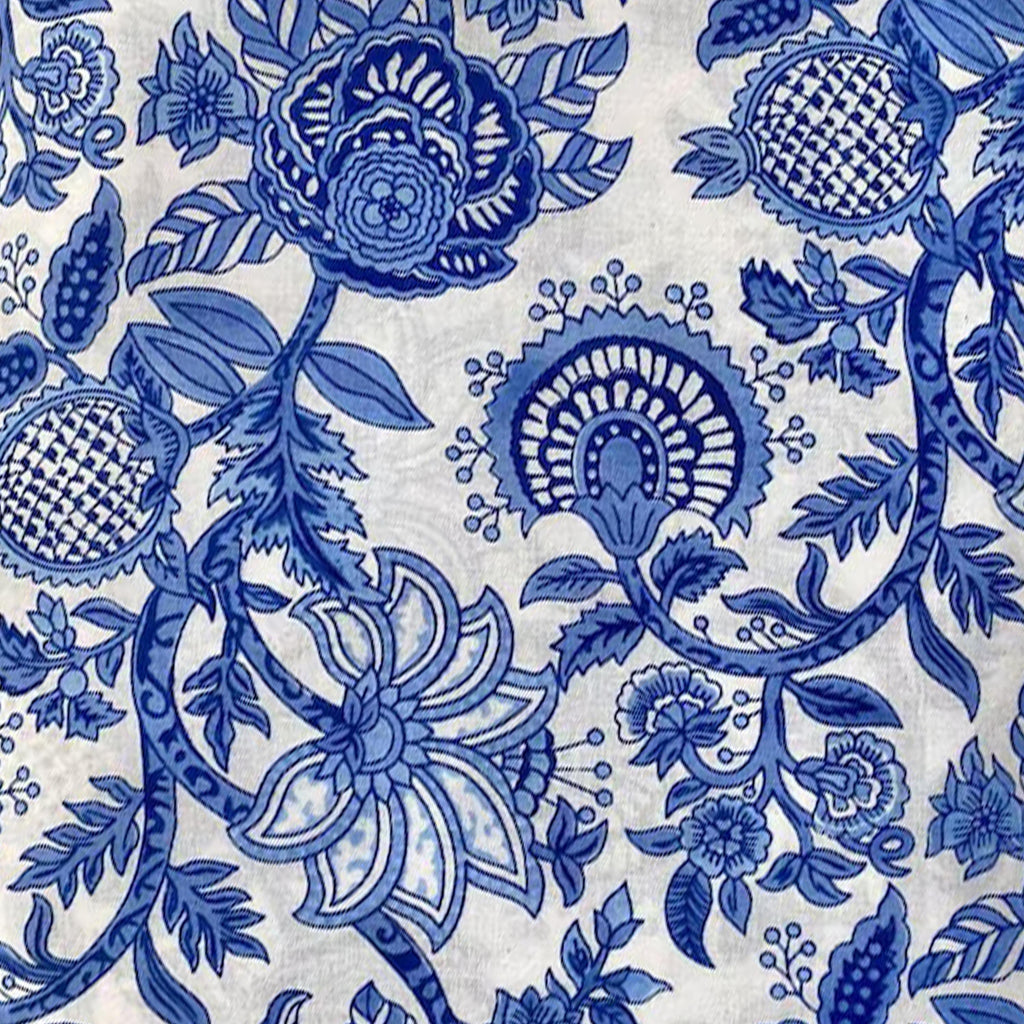 Blue Floral Cotton Cushion Cover, Hand Block Print Pillow Cover, Indigo Flower Throw Pillow | Boho Decorative Cushion, Indian Home Decor