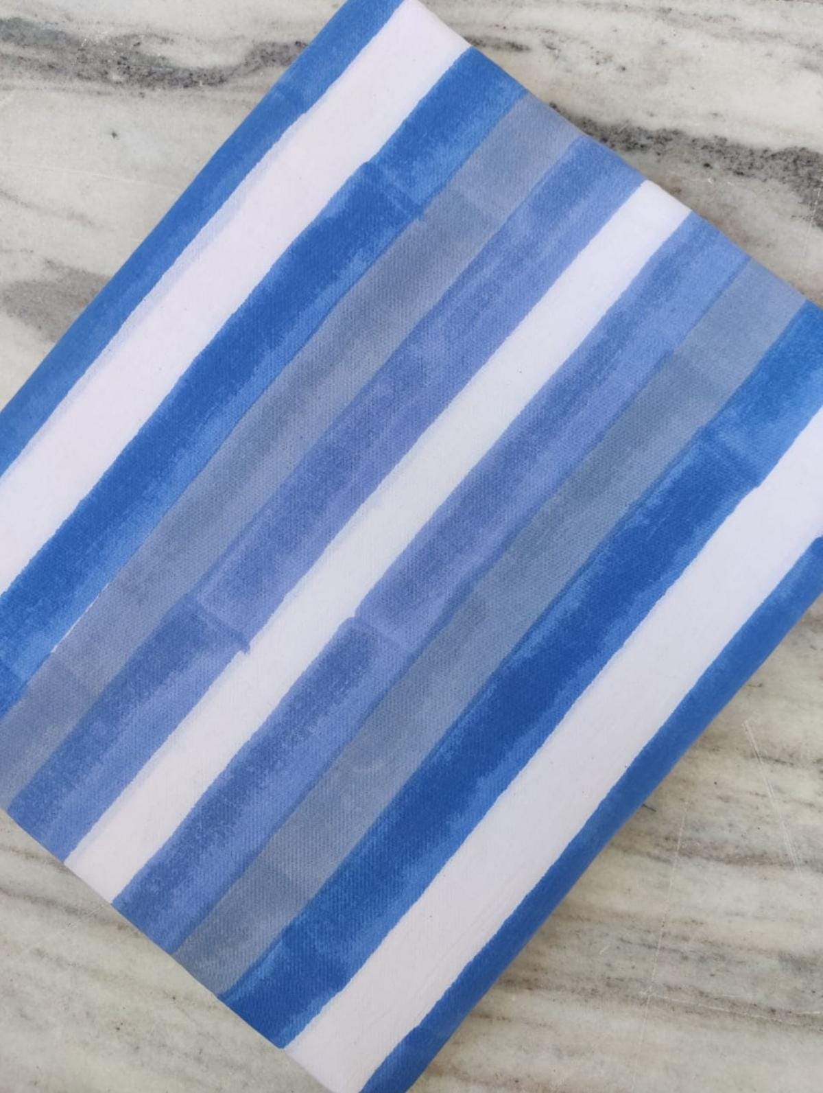 Blue White Stripe Cotton Fabric, Indian Soft Handloom Look Print by the Yard, Summer Sewing, Textile Fabric Dressmaking Loose Running Fabric