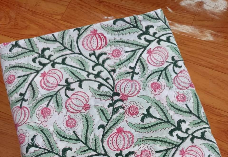Indian Block Print Fabric, Floral 100% Cotton Quilting Fabric By The Yard, Fabric For Dress Making, Fabric Bags, Napkin Fabric, Gift For Her