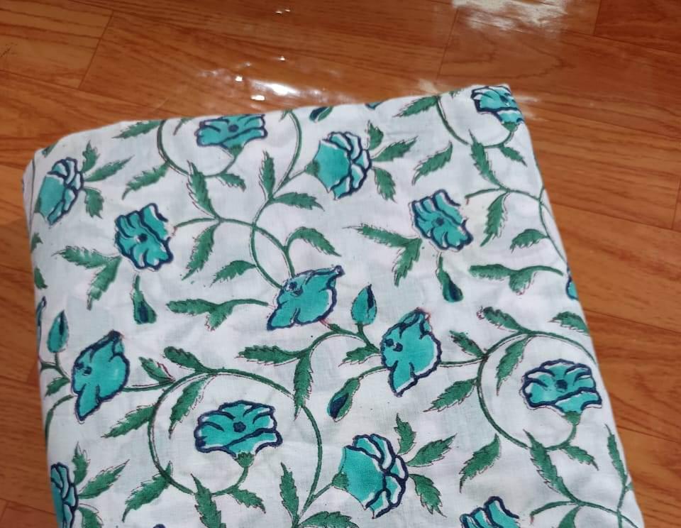 Soft Cotton, Indian Hand Block Print Fabric, Floral 100% Cotton Fabric By The Yard, Fabric for Loose Running, Dress Making, Textile Fabric