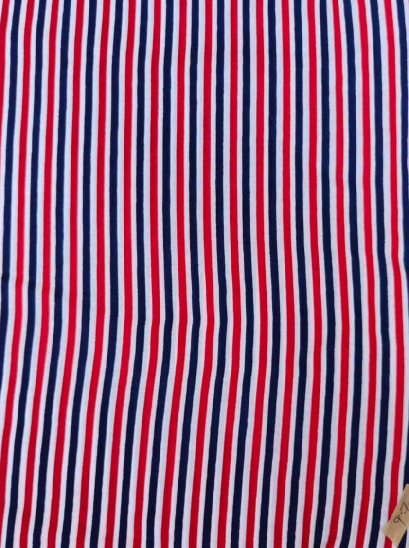 Red White Blue Stripe Cotton Fabric, Nautical Striped Fabric, Vertical Stripe Fabric, Shirting Cotton,  Apparel Sewing Fabric by Yard Napkin