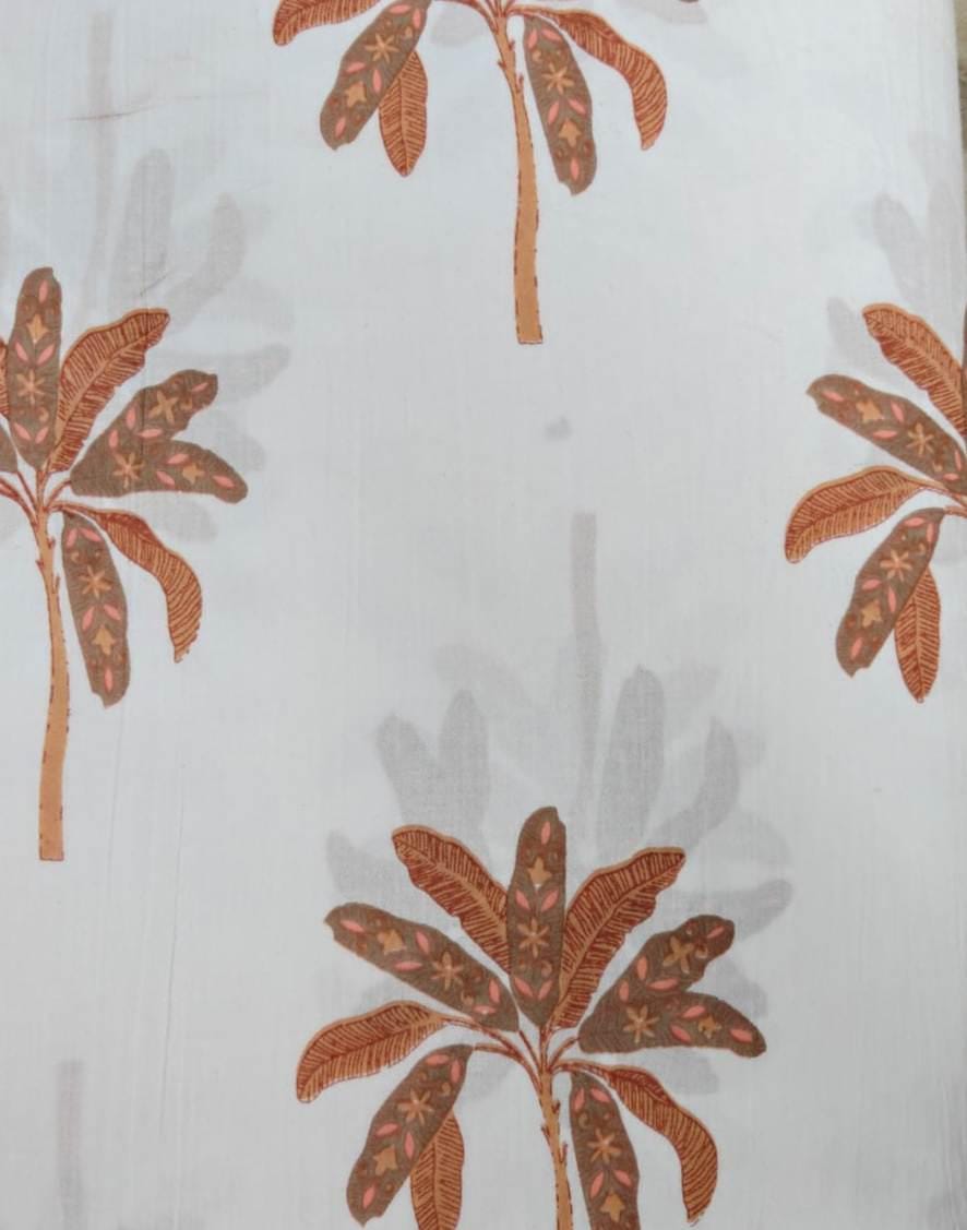 Rust Orange Palm Tree Cotton Fabric, Tropical Beach Print Fabric by the Yard, Coastal Sewing Fabric, Lightweight Cotton for Quilting Apparel