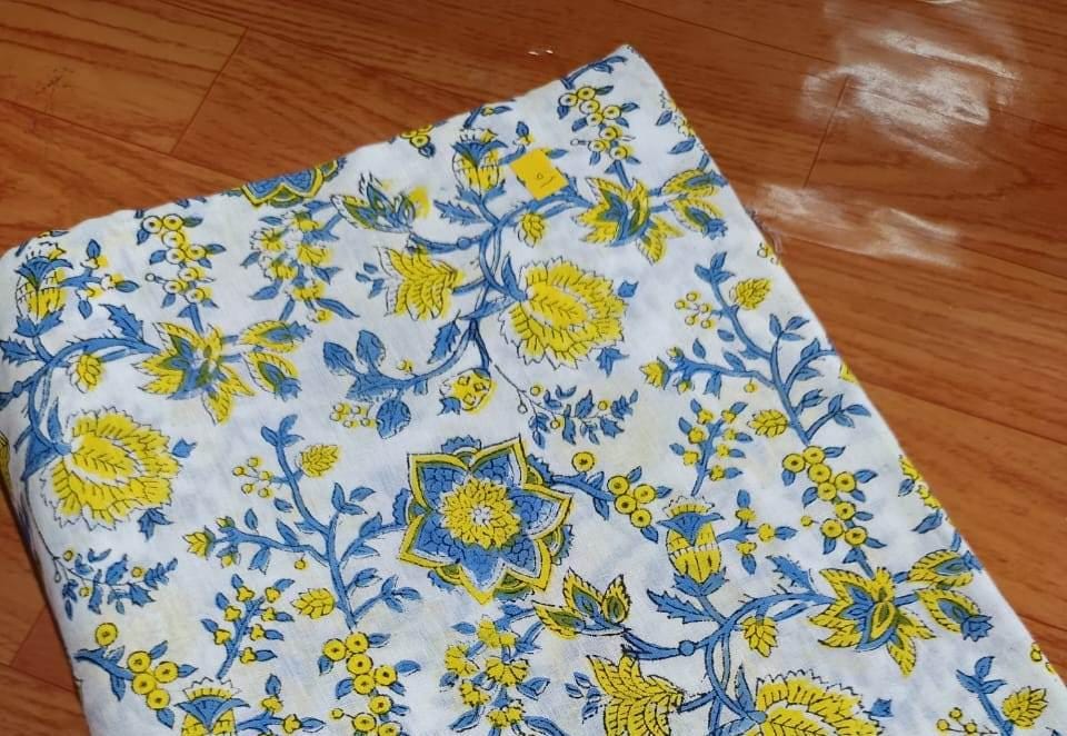 Multi Color Soft Cotton Fabric, Indian Hand Block Print Fabric, 100% Cotton Fabric By The Yard, Fabric for Loose Running, Textile Fabric