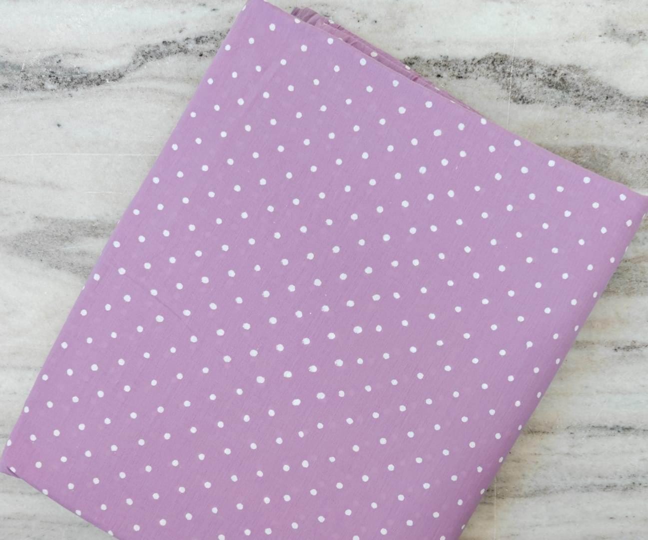 Lavender Polka Dot Cotton Fabric, Purple Fabric with White Dots, Quilting Cotton, Sewing Fabric, Dressmaking Fabric, Cute Pastel Print