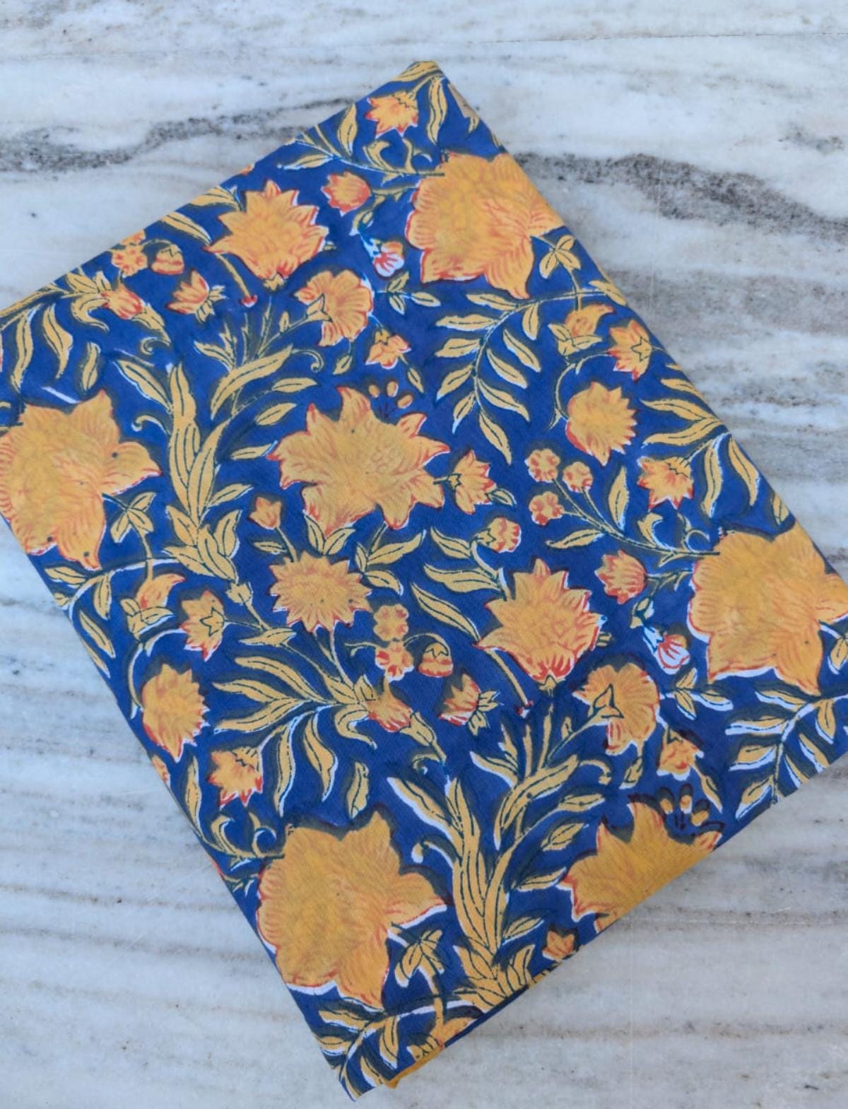 Hand Block Print Indian Soft Cotton Fabric, Floral Quilting Fabric, Loose Running Fabric, Fabric By The Yard, Fabric For Personlized Drees