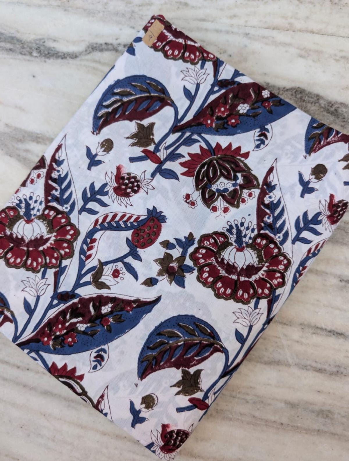 Hand Block Print Indian Soft Cotton Fabric, Floral Quilting Fabric, Loose Running Fabric, Fabric By The Yard, Fabric For Personlized Drees