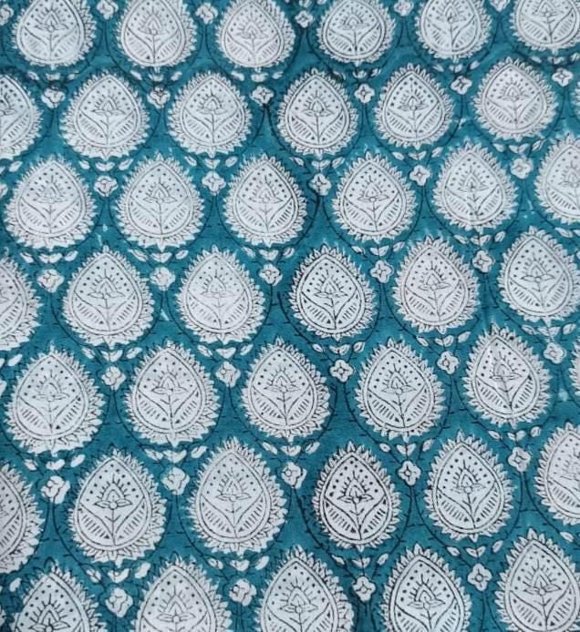 Hand Block Print Cotton Fabric: Indian Floral Quilting, Dressmaking By The Yard