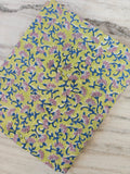 Lime Green Floral Block Print Cotton Fabric by the Yard, Pink Blue Indian Hand Printed Cotton, Boho Quilting Napkins, Runner, Tea Coaster