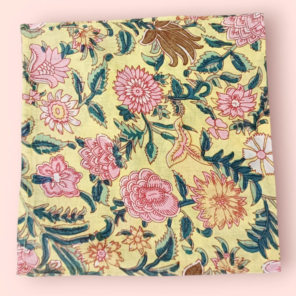 Hand Block Printed Organic Cotton Napkins - Eco-Friendly Table Decor, Set of 4
