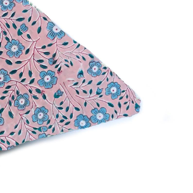 Hand Block Printed Cotton Cushion Cover, Pink Blue Floral Pillow Cover, Decorative Throw Pillow, All Size Cushion Cover, Sofa Cushion Cover