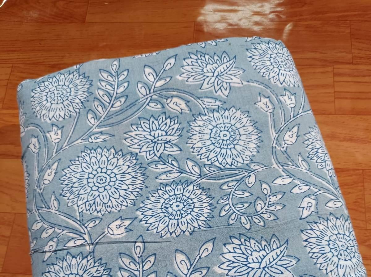 Hand Block Print Cotton Fabric: Indian Floral Quilting Fabric By The Yard