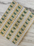 Yellow Floral Stripe Block Print Cotton Fabric, Hand Block Printed Indian Cotton Fabric By The Yard, White Lotus Buta Fabric for Dressmaking