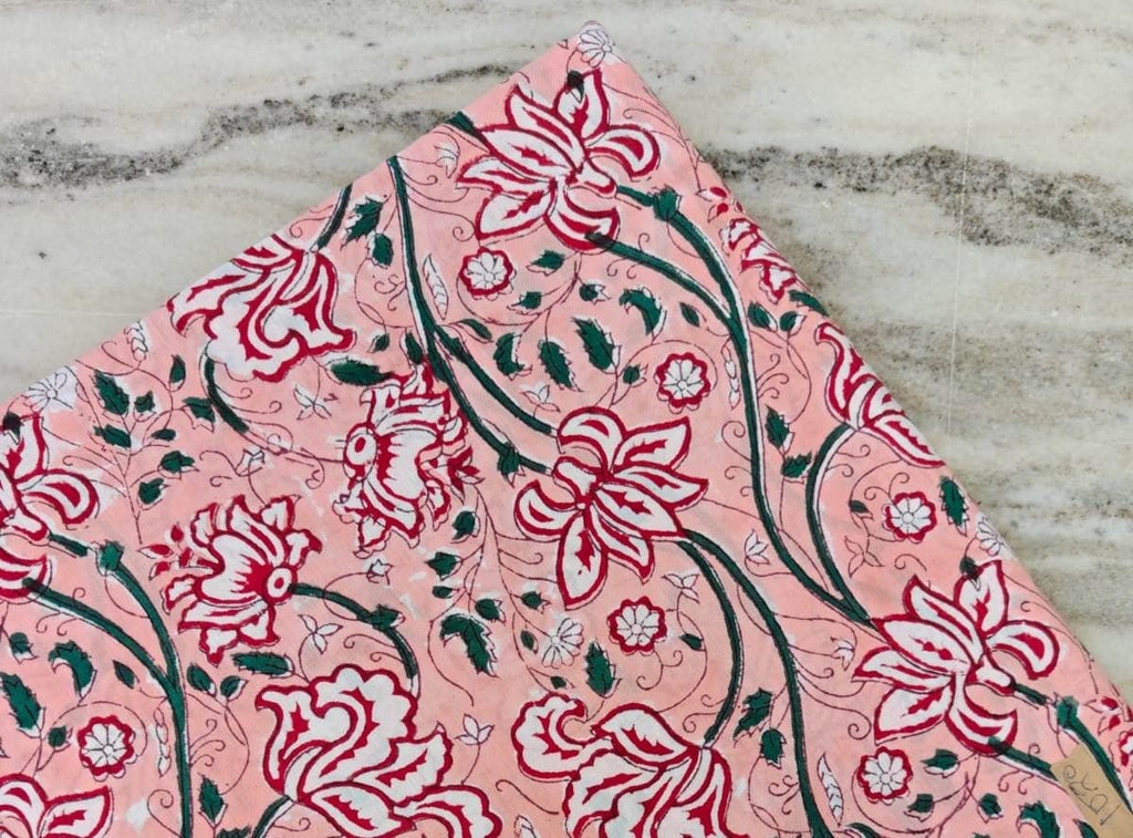 Pink Floral Cotton Fabric, Soft Printed Fabric Sewing, Dressmaking & Quilting, Botanical Flower Pattern Material, Craft Fabric by the Yard