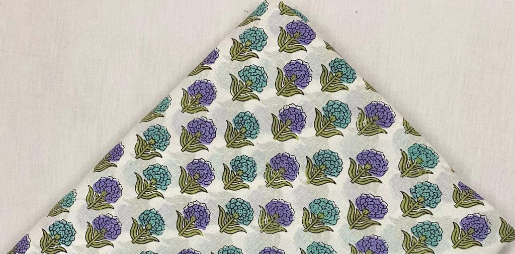 Indian Hand Block Print Fabric, Floral 100% Cotton Quilting Fabric By The Yard, Fabric For Dress Making, Loose Running Fabric, Napkin Fabric