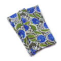 Blue Floral Cotton Napkin | Hand Block Print Reusable Cloth Napkin | Grey Green Eco-Friendly Table Linen | Indian Cotton Dinner Napkin Set