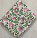 Pink and Green Floral Cotton Fabric, Vintage Style Botanical Print, Quilting Cotton, Soft Craft Fabric, Dressmaking Material by the Yard