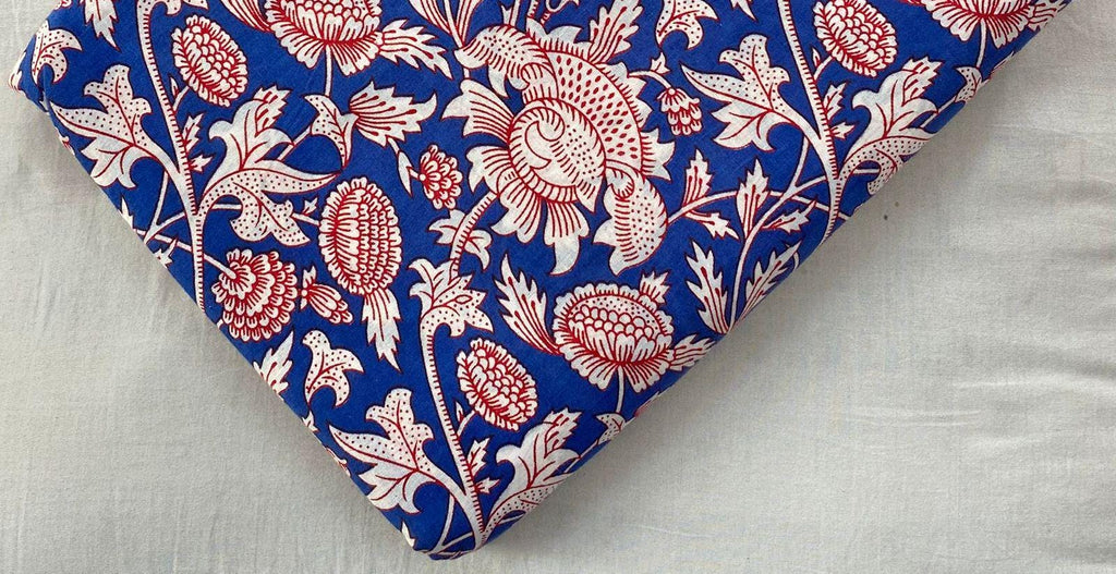 Multi Color Block Print Fabric, Floral 100% Cotton Quilting Fabric By The Yard, Fabric For Dress Making, Fabric Pillow, Personlized Dress