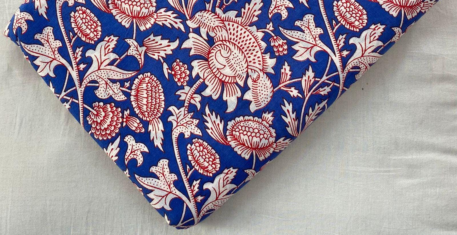 Multi Color Block Print Fabric, Floral 100% Cotton Quilting Fabric By The Yard, Fabric For Dress Making, Fabric Pillow, Personlized Dress