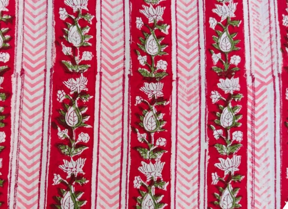 Indian Hand Block Print Fabric, Floral 100% Cotton Quilting Fabric By The Yard, Fabric For Dress Making, Loose Running Fabric, Napkin Fabric