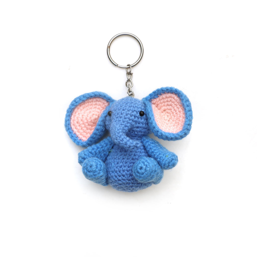 Handmade Crochet Elephant Keychain | Cute Blue Amigurumi Elephant Plush | Soft Animal Bag Charm | Elephant Lover Gift | Handmade Fabric Toy