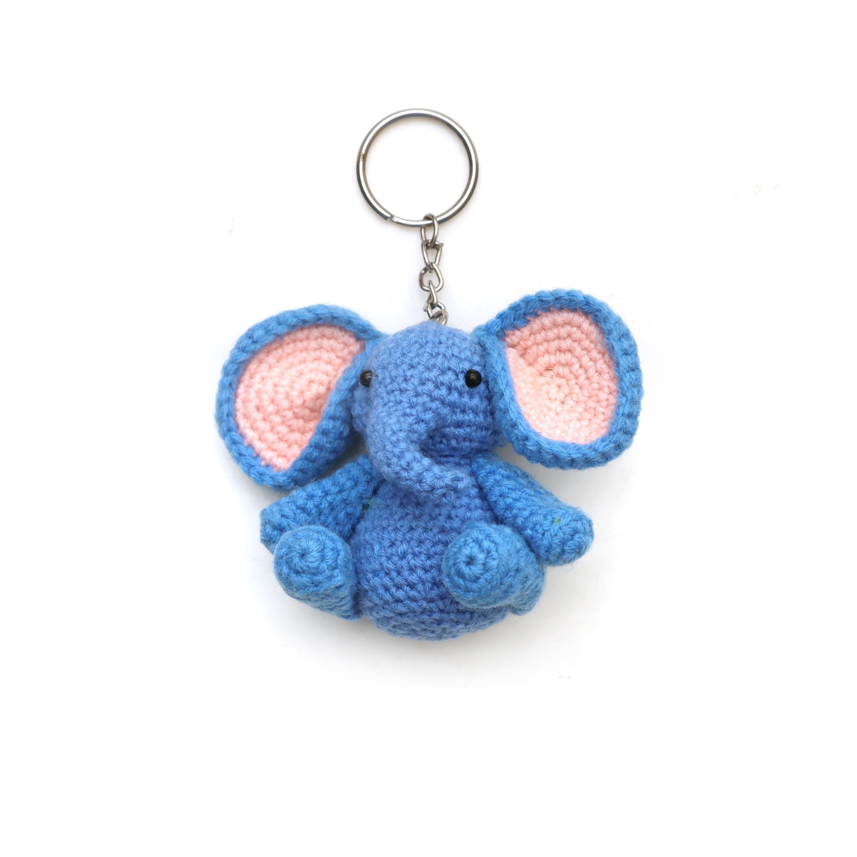 Handmade Crochet Elephant Keychain | Cute Blue Amigurumi Elephant Plush | Soft Animal Bag Charm | Elephant Lover Gift | Handmade Fabric Toy