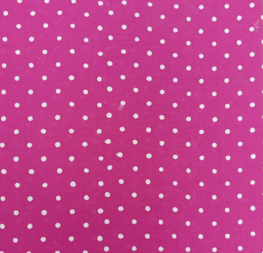 Pink Polka Dot Cotton Fabric, White Dots Fabric, Hot Pink Cotton Cloth, Cute Craft Fabric, Quilting Sewing Dressmaking, Loose Running Fabric