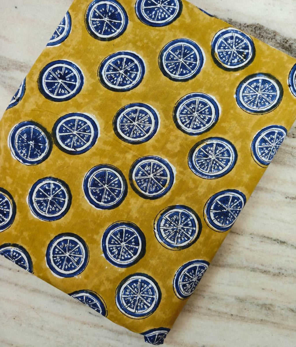 Lemon Print Cotton Fabric, Yellow Blue Citrus Fabric, Fruit Pattern Cotton, Summer Quilting Sewing Fabric, Dressmaking Craft Fabric by Yard