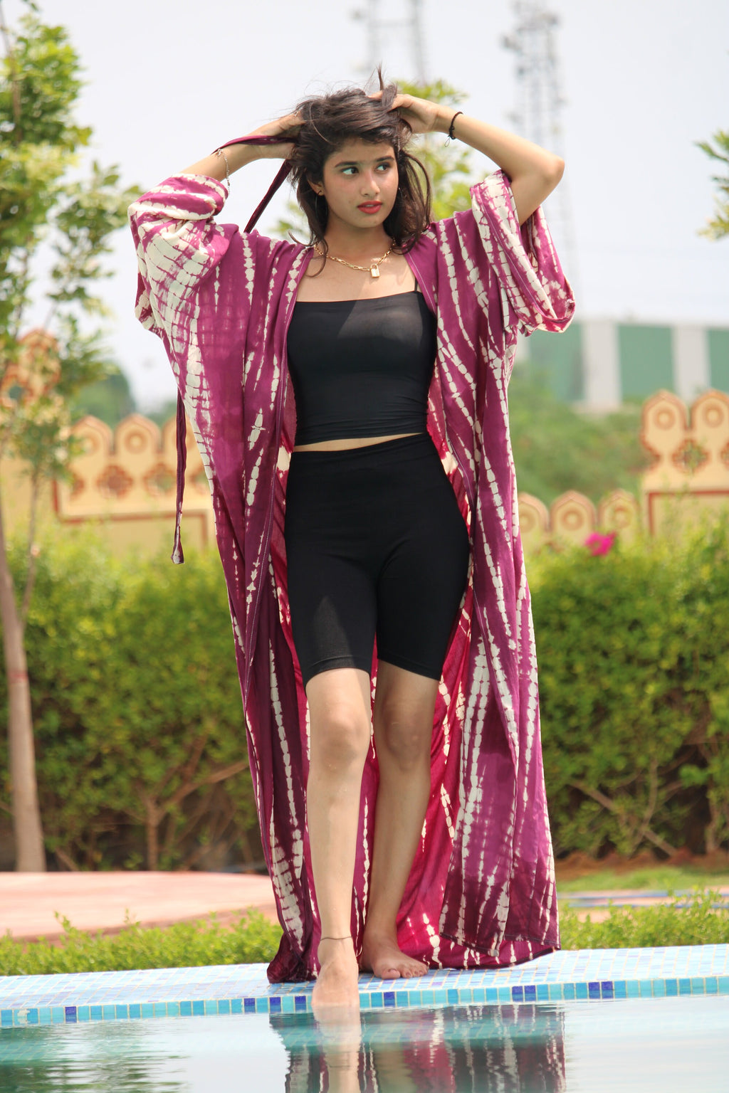 Hand Tie Dye Rayon Kimono: Lightweight Swim Cover-Up