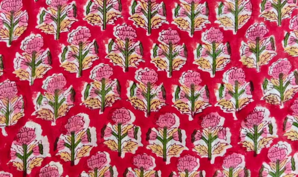 Red Cotton Fabric, Hand Block Soft Quilting Fabric by the Yard, Modern Craft Sewing Material, Quilting & Apparel Dressmaking Fabric, Napkins