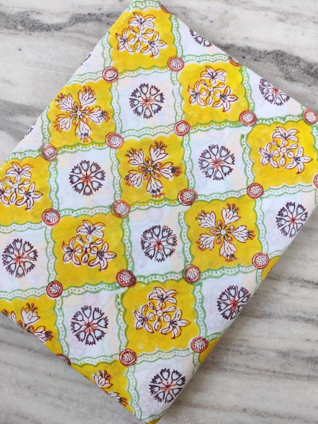 Hand Block Printed Cotton Fabric: Floral Print, Soft Sewing Material