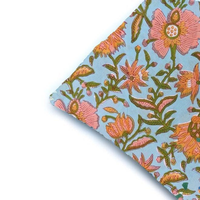 Pink and Orange Floral Cotton Cushion Cover, Hand Block Print Pillow Case, Decorative Throw Pillow, Boho Sofa Decor, Christmas Pillowcases
