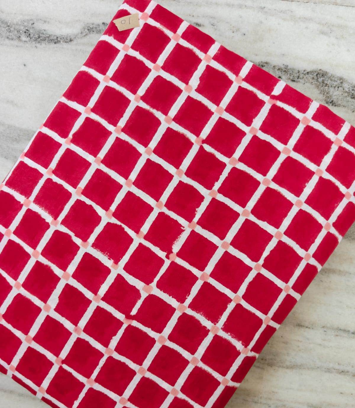 Red Checkered Cotton Fabric, Geometric Grid Print Fabric by Yard, Modern Cotton Fabric for Quilting Sewing Craft Dressmaking, Running Fabric