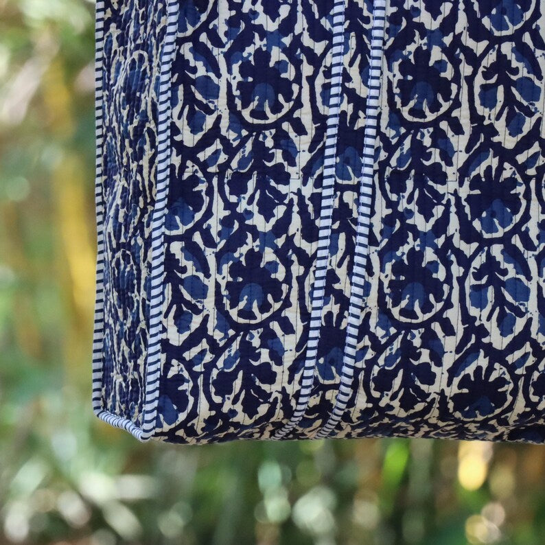 Handmade Cotton Tote Bag | Quilted Block Print Tote | Fabric Shoulder Bag | Boho Everyday Tote | Eco Friendly Gift | Gift For Women's (Copy)