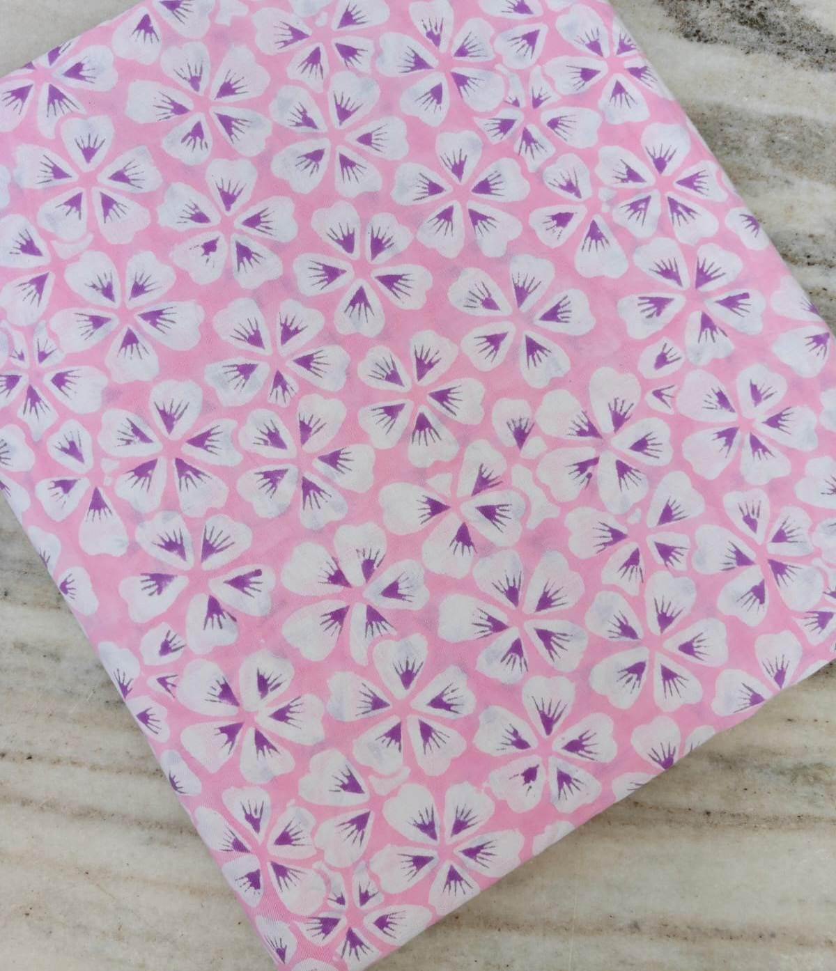 Pink Floral Cotton Fabric, White Purple Flower Print Fabric, Soft Lightweight Cotton Yardage, Summer Dress Quilting Craft Fabric, Napkins
