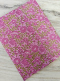 New Arrival Rose Pink Floral Cotton Fabric by the Yard, Indian Hand Block Print Fabric, Vine Flower Quilting Sewing Fabric, Napkins