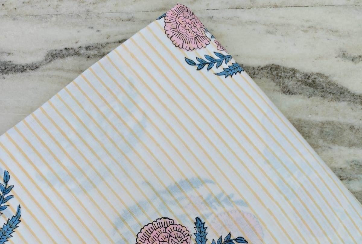 Soft Cotton, Indian Hand Block Print Fabric, Floral 100% Cotton Fabric By The Yard, Fabric for Loose Running, Dress Making, Textile Fabric