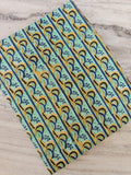 Mint Green & Mustard Block Print Cotton Fabric, Striped Boho Floral, Lightweight Dressmaking Fabric, Loose Running Fabric, Cotton Napkins