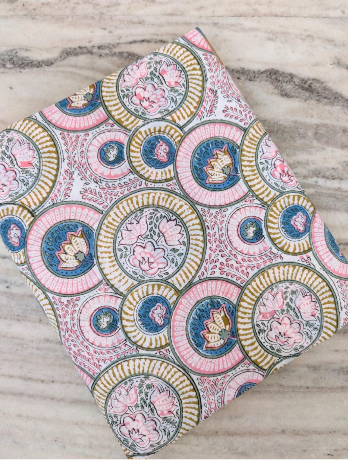 Beautiful Multi Color Indian Hand Block Print Fabric, Floral 100% Cotton Quilting Fabric By The Yard, Chakra Design Fabric Dress Making